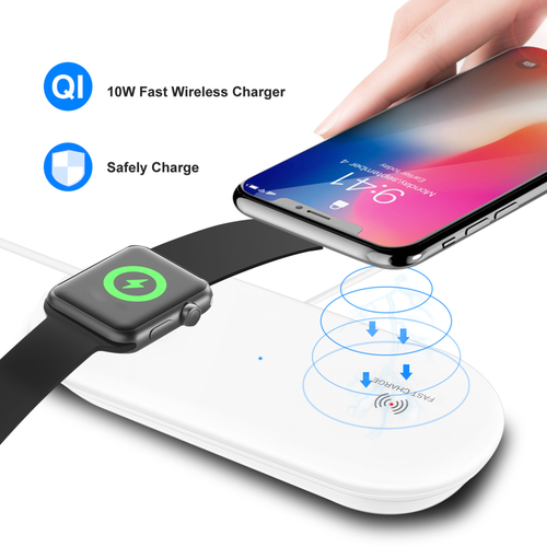 2-in-1 10W Qi Wireless Charger Fast 