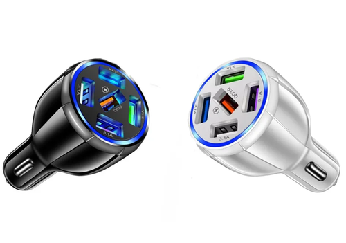5 Port USB Fast Car Charger with LED Display Charge 5 Devices at once 