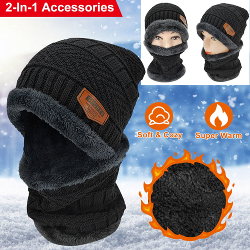 Winter Beanie Hat Scarf Set Unisex Warm K