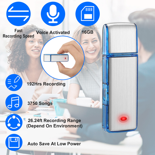Mini Voice Recorder 16GB Digital Sound Audio Activated Recorder 