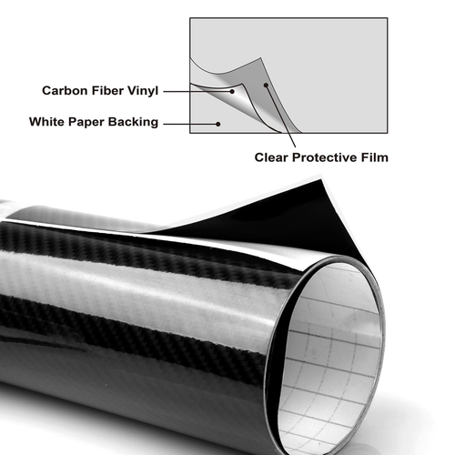 Black 7D Carbon Fiber Car Wrap High Gloss Vinyl Wrap Film Roll Bubble