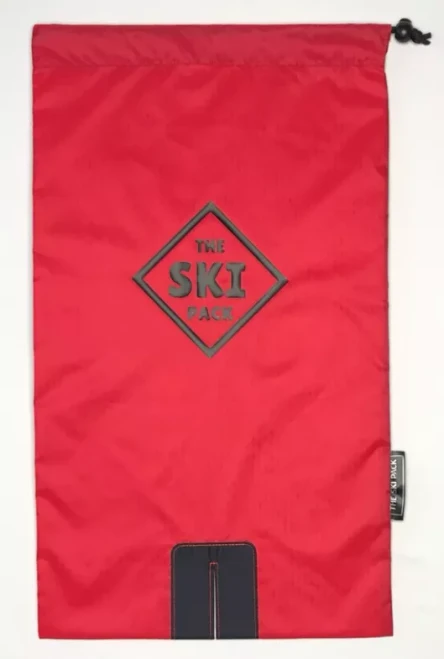 The Ski Pack Adult Red fabric,  dark navy straps