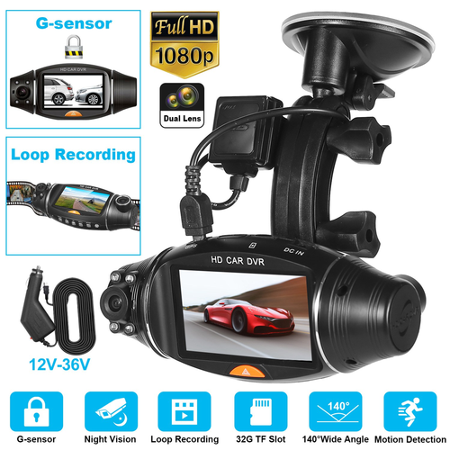 FHD 1080P Dual Lens Car DVR Dash Cam 