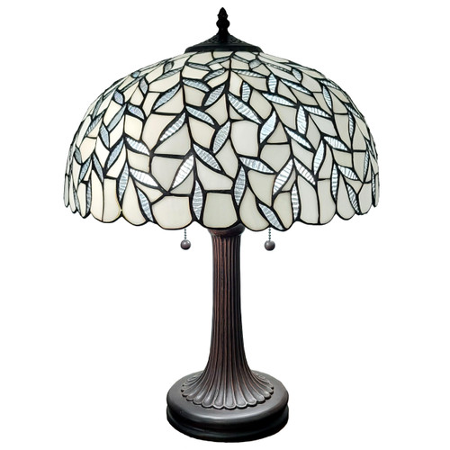 Homeroots Lighting 24" Stained Glass Leafy Vintage Accent Table Lamp, Stained Glass Finish