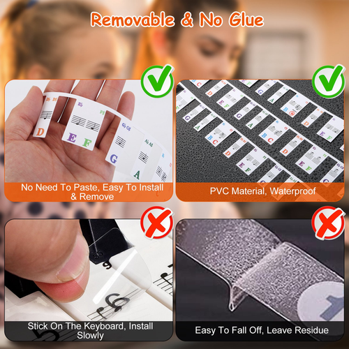 61-Key Piano Keyboard Stickers Removable