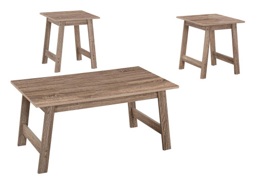 Homeroots Living Room Dark Taupe Table Set, 3-Piece Set
