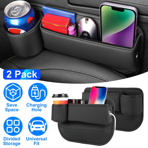 2 Pack Car Seat Gap Filler Organizer Car Leather 