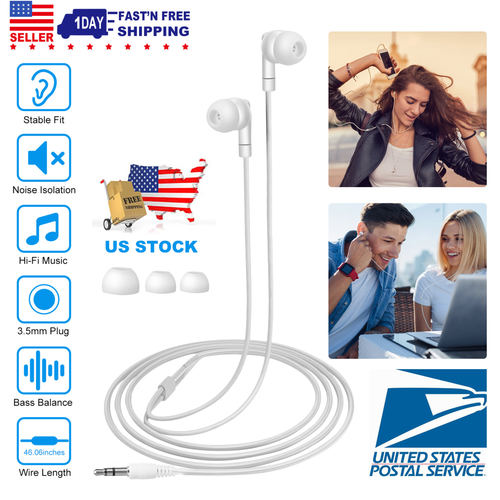 Aux Earphone 3.5mm Aux Wired Headphones Noise Isolating In-ear Earbuds 