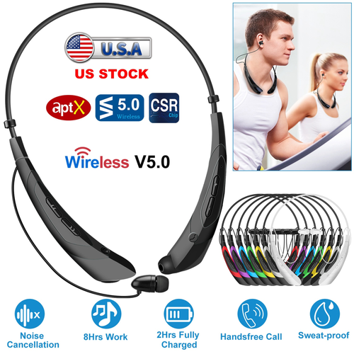 Wireless Neckband Headphones V5.0 Sweat-proof Sport HeadSet