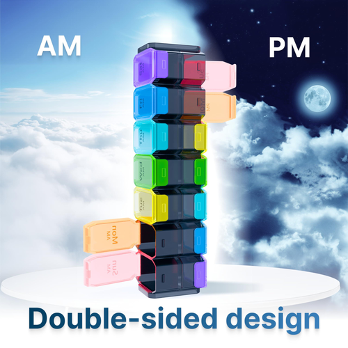 Extra Large Weekly Pill Organizer 2 Times a Day XL Pill Case Am Pm Big Pill Box 7 Day Oversized Daily Vitamin Organizer Jumbo Pill Container Twice a D
