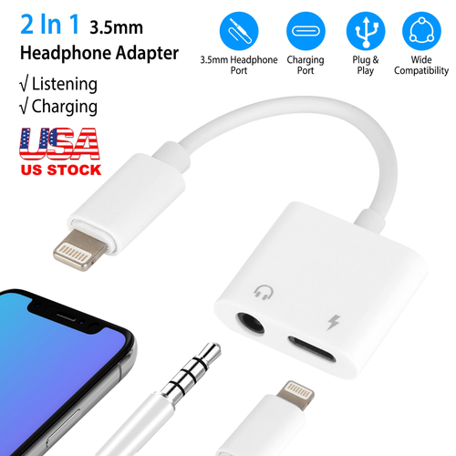 2 In 1 3.5mm Headphone Adapter Charger