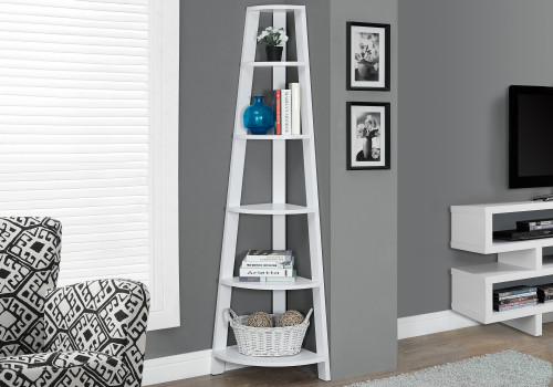 Homeroots Office 72" White Particle Board Laminate and MDF Corner Bookshelf
