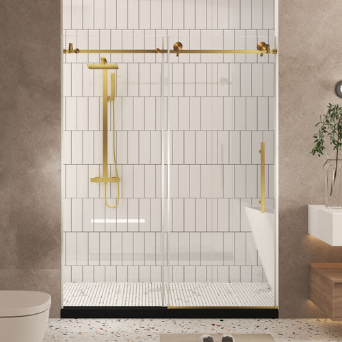 76" Gold Glass Sliding Closet Doors