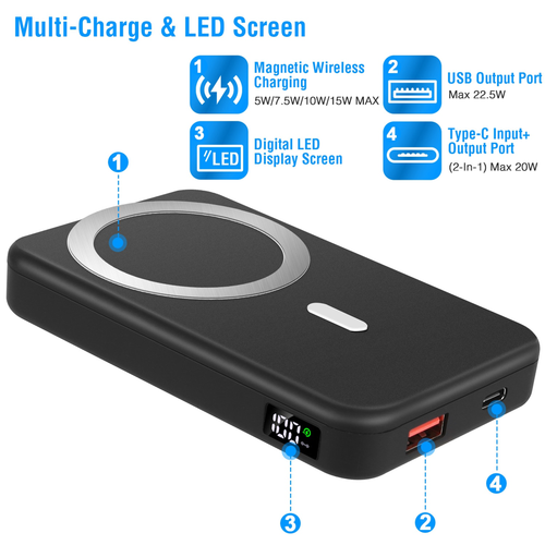 Wireless Power Bank 10000mAh Magnetic Portable Charger