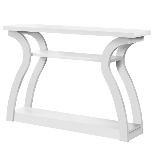 Homeroots Living Room White Hollow Core Particle Board Accent Table, White, Dimensions 11.5 x 47.25 x 32 Inches
