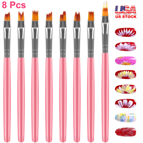 8PCS Nail Art Brush 3D Bloom Flower Painting Pen Set