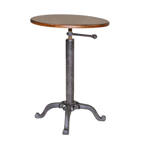 Homeroots Living Room 22 Inches Industrial Chestnut Solid Wood Round End Table
