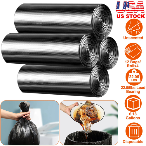 4 Rolls Black Garbage Bags