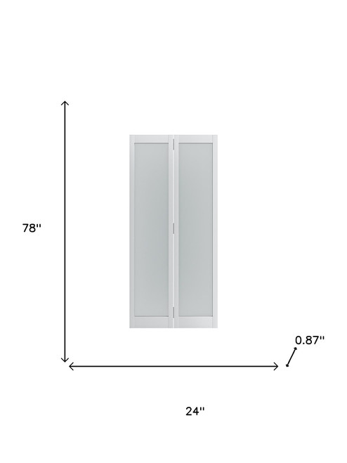 Set Of Two 78" White Glass Bi-Fold Door