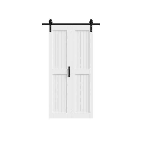 Set Of Two 84" White Wood Bi-Fold Door