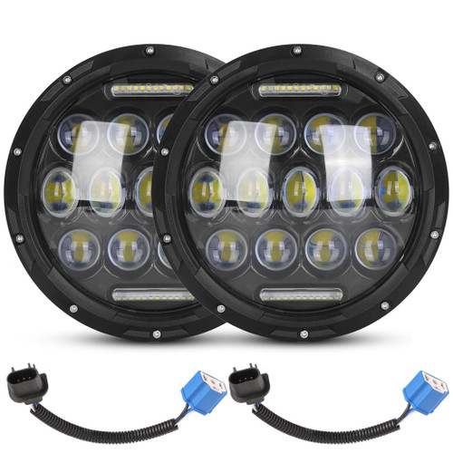 2Pcs 7In 75W Round LED 