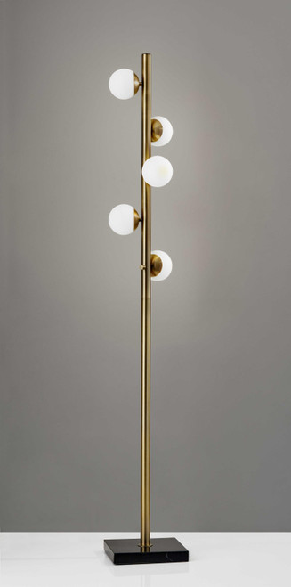 homeroots lighting Swirled Sphere Brass Metal LED Floor Lamp, Antique Brass, LED