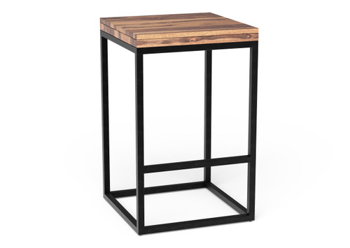Homeroots Living Room Squared Off Natural Wood Stool, Natural, Square