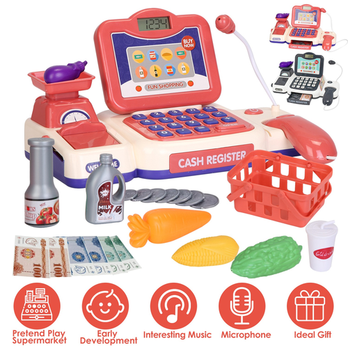 Kids Cash Register Pretend Play Cashier Toy 