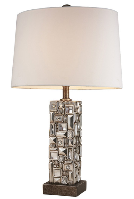 Homeroots Lighting Silver Table Lamp with Abstract Mirror Design, Silver Finish, 28 Inches