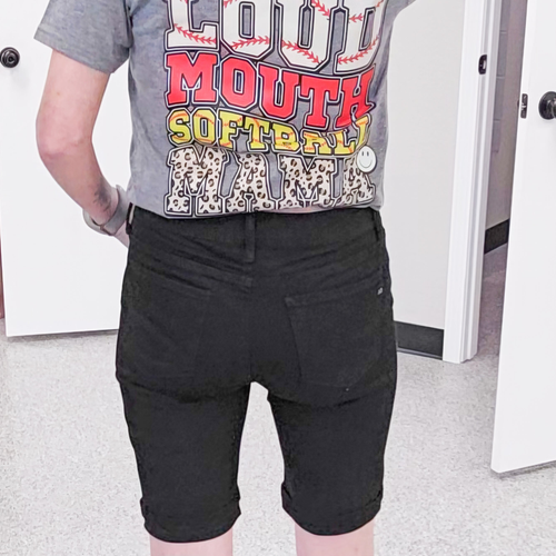 Black Cuffed Bermuda Shorts