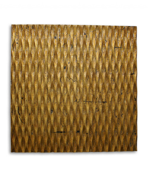 Homeroots Home Decor Raw Wood Look Gold Finish Square Wall Art, Gold Finish, 36 x 36 Inches