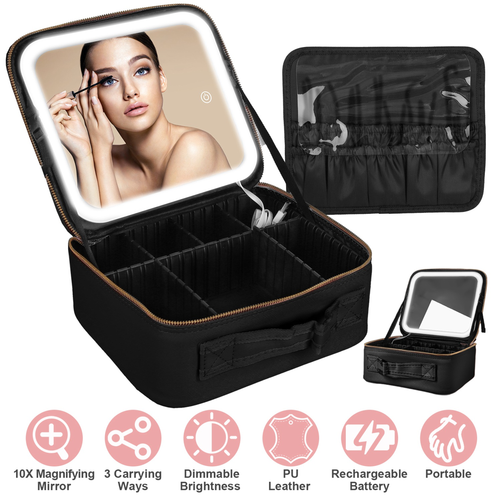 Travel Makeup Bag with LED 