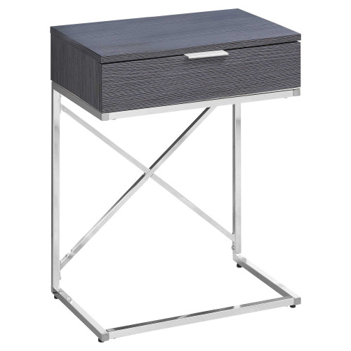 Homeroots Living Room Grey Finish Metal Accent Table, Grey, 12.75 x 18.25 x 23.5 inches