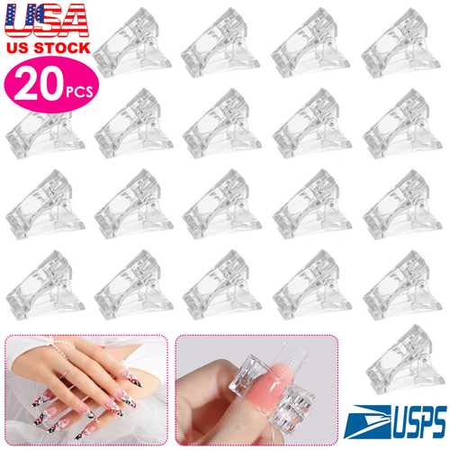 20Pcs Nail Tip Clips Quick Building Poly Gel UV LED 