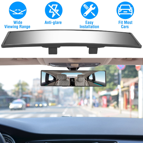 Car Rearview Mirror 11.4in Interior Clip-on Curve 