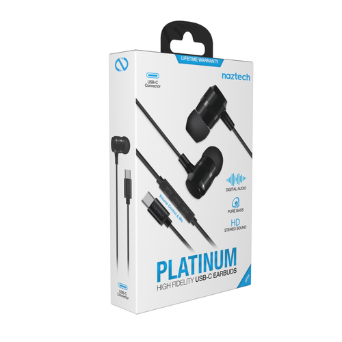 Naztech USB-C Metal Earphones Black