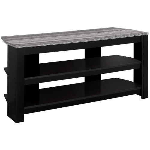 Homeroots Living Room 15.5" x 42" x 19.75" Black Grey Particle Board Laminate TV Stand