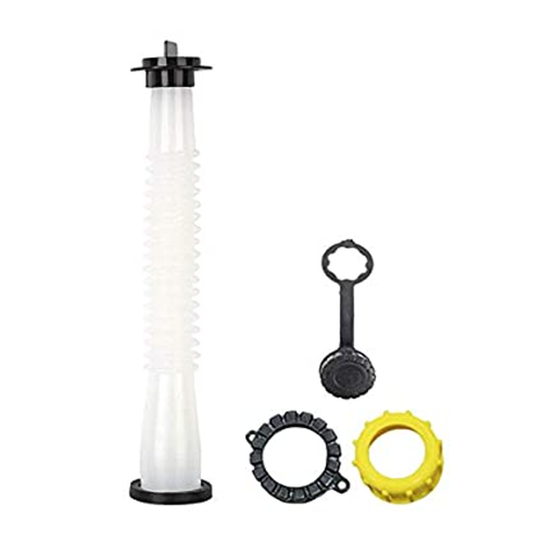Gas Can Spout Replacement with Gasket, Stopper, Cap with Stripe, 2 Collar Caps (Yellow and Black)