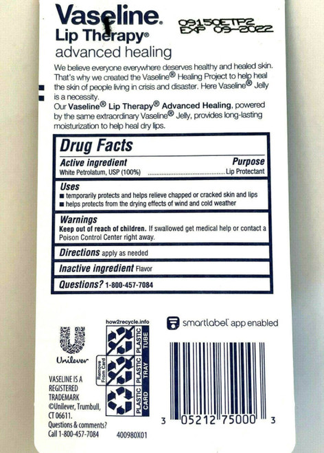  Vaseline Lip Therapy Advanced Healing Regular Unisex Excellent for Winter