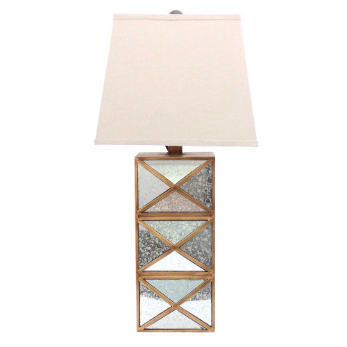 Homeroots 6.25" X 6.75" X 27.5" Lighting Gold Modern Illusionary Mirrored Base Table Lamp