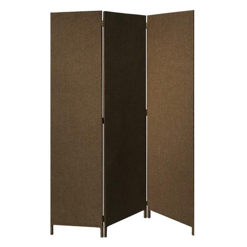 Homeroots Home Decor Brown Upholstered 3 Panel Room Divider Screen