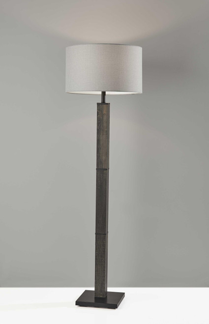 Homeroots Lighting Black Wood Pillar Floor Lamp, Reclaimed Wood Finish, 61 Inch Height
