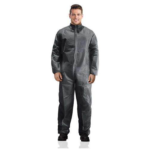 Medical Supply Disposable Coveralls for Men and Women X Large Pack of 5 Gray Hazmat Suits Disposable with Zip Elastic Wrists 50 GSM Polypropylene Hazm