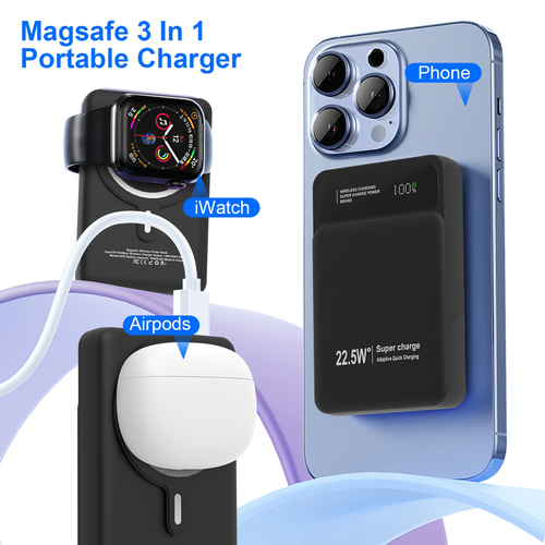 5000mAh Magsafe 3 In 1 Portable Charger