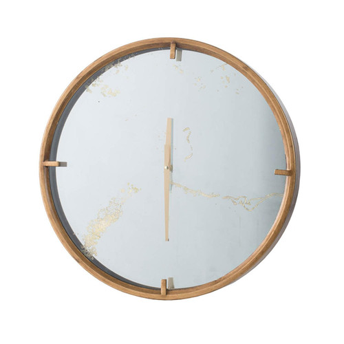 Homeroots Home Decor Modern Minimal Gold and Mirror Round Wall Clock, 20 Inch