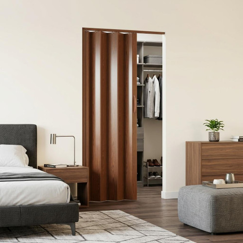 80" Walnut PVC Accordion Door