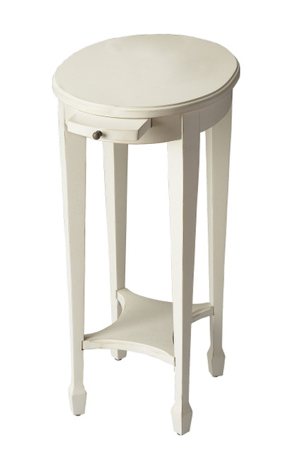 Homeroots Living Room 26" Oval End Table, White and Cottage White Finish, Manufactured Wood, With Shelf