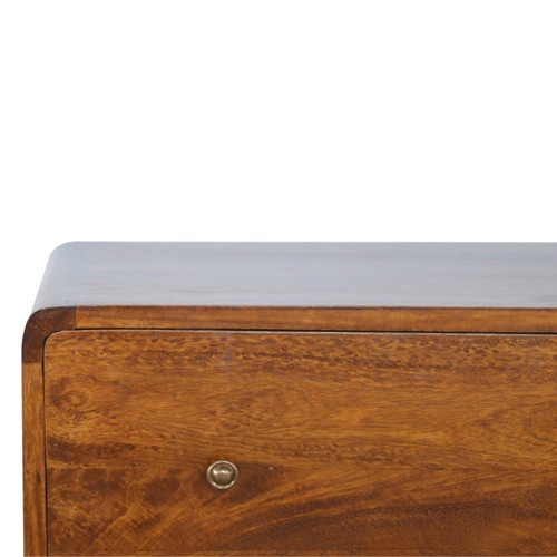 28" Brown Solid Wood Three Drawer Sideboard