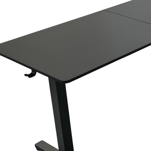 Adjustable Black Wood and Stainless Steel L Shape Standing Desk