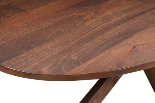Seven Piece Brown Solid Wood Dining Set with Six Chairs